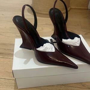 SCHUTZ Burgundy Slingback Heels
